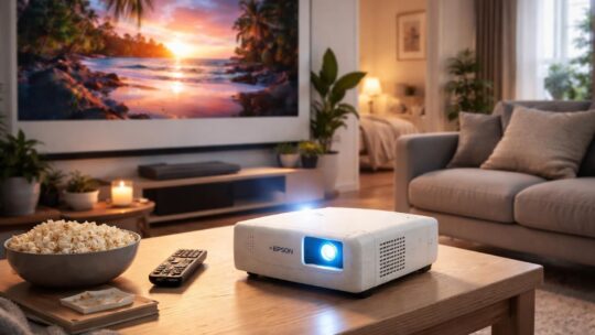 Mini vidéoprojecteur Epson : cinéma portable pour salon ou chambre, idées