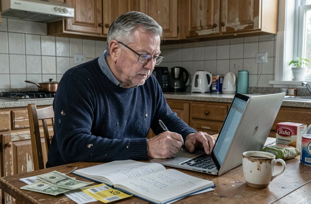 Un homme gère son budget familial face à la hausse des prix en France